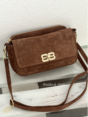 Сумка крос-боді з натуральної замші Італія 04042 - темно-рудий