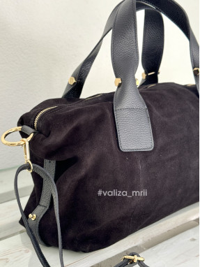 Жіноча сумка з натуральної замші Virginia Conti 04049 — чорний