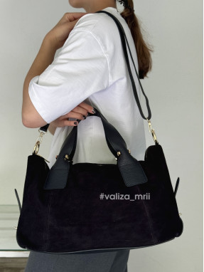 Жіноча сумка з натуральної замші Virginia Conti 04049 — чорний