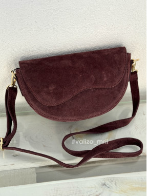 Сумка крос-боді з натуральної замші Італія 04051 - бордовий