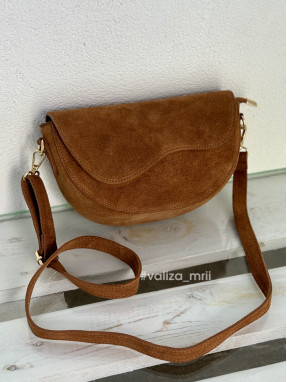 Сумка крос-боді з натуральної замші Італія 04051 - темно-рудий