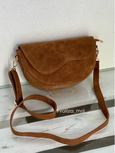 Сумка крос-боді з натуральної замші Італія 04051 - темно-рудий