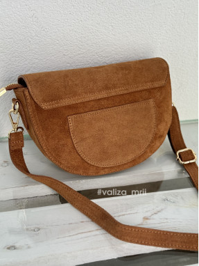 Сумка крос-боді з натуральної замші Італія 04051 - темно-рудий