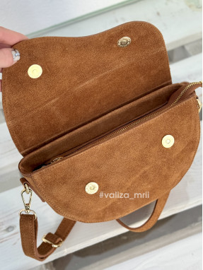 Сумка крос-боді з натуральної замші Італія 04051 - темно-рудий