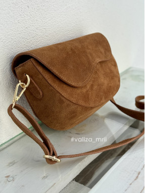 Сумка крос-боді з натуральної замші Італія 04051 - темно-рудий