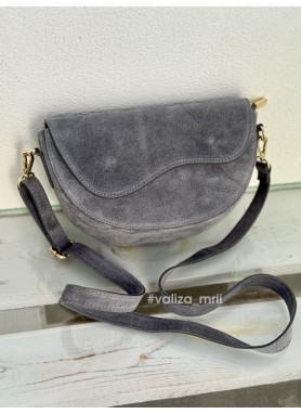 Сумка крос-боді з натуральної замші Італія 04051 - темно-сірий