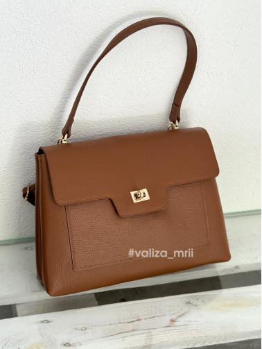Шкіряна класична сумка Virginia Conti 04060 - темно-рудий