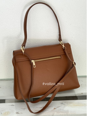 Шкіряна класична сумка Virginia Conti 04060 - темно-рудий