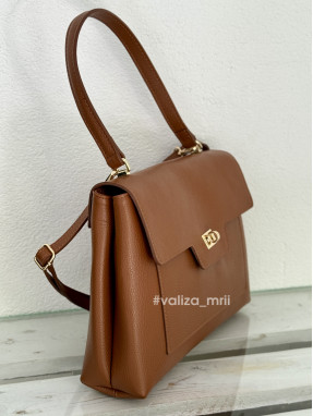 Шкіряна класична сумка Virginia Conti 04060 - темно-рудий