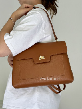 Шкіряна класична сумка Virginia Conti 04060 - темно-рудий