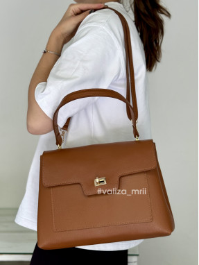 Шкіряна класична сумка Virginia Conti 04060 - темно-рудий