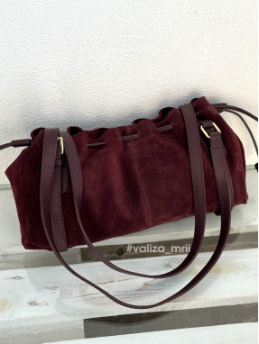 Жіноча сумка-шопер з натуральної замші Virginia Conti 04161 — бордо