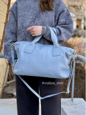 Сумка из натуральной кожи Италия - 04183 - голубой