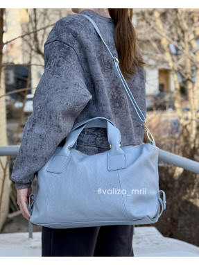 Сумка из натуральной кожи Италия - 04183 - голубой