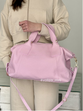 Сумка з натуральної шкіри Італія - 04183 - світло-рожевий