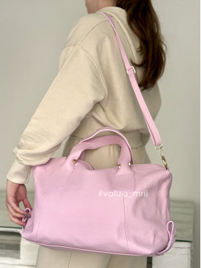 Сумка з натуральної шкіри Італія - 04183 - світло-рожевий