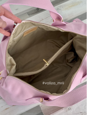 Сумка з натуральної шкіри Італія - 04183 - світло-рожевий