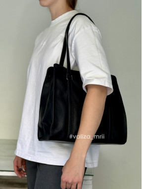 Сумка-шопер на 2 відділення 1426 з екошкіри - чорний