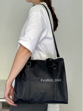 Сумка-шопер на 2 відділення 1426 з екошкіри - чорний