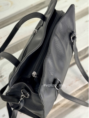 Сумка-шопер на 2 відділення 1426 з екошкіри - чорний