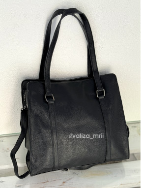 Сумка-шопер на 2 відділення 1426 з екошкіри - чорний