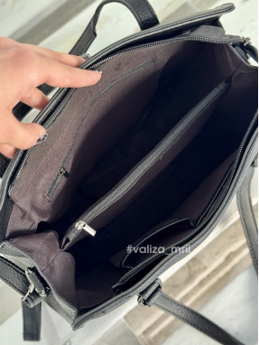 Сумка-шопер на 2 відділення 1426 з екошкіри - чорний