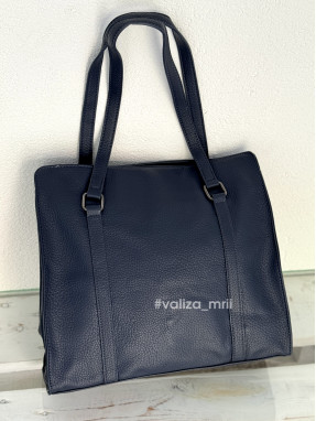 Сумка-шопер на 2 відділення 1426 з екошкіри - синій
