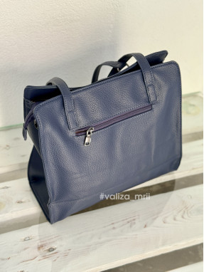 Сумка-шопер на 2 відділення 1426 з екошкіри - синій