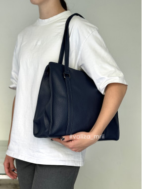 Сумка-шопер на 2 відділення 1426 з екошкіри - синій