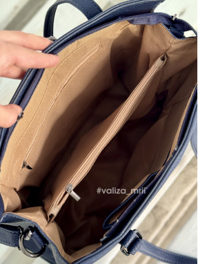 Сумка-шопер на 2 відділення 1426 з екошкіри - синій