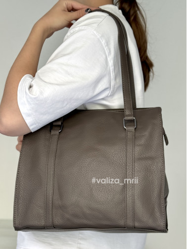 Сумка-шопер на 2 відділення 1426 з екошкіри - сірий