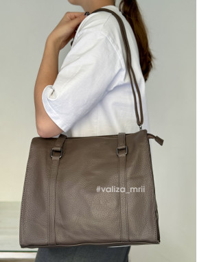 Сумка-шопер на 2 відділення 1426 з екошкіри - сірий