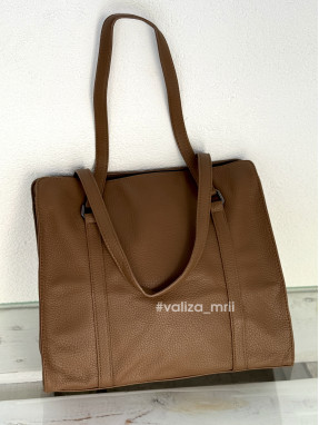 Сумка-шопер на 2 відділення 1426 з екошкіри - бежевий