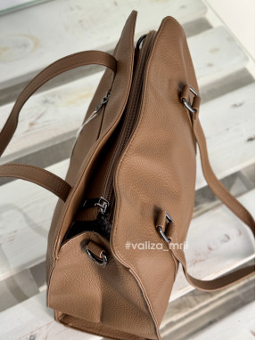 Сумка-шопер на 2 відділення 1426 з екошкіри - бежевий