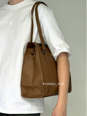 Сумка-шопер на 2 відділення 1426 з екошкіри - бежевий