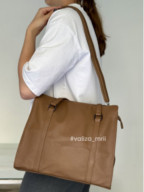 Сумка-шопер на 2 відділення 1426 з екошкіри - бежевий