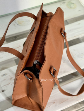 Сумка-шоппер на 2 отделения 1426 из экокожи - рыжий