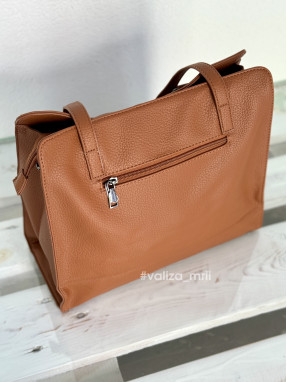 Сумка-шоппер на 2 отделения 1426 из экокожи - рыжий