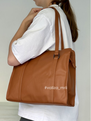 Сумка-шоппер на 2 отделения 1426 из экокожи - рыжий