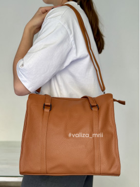 Сумка-шоппер на 2 отделения 1426 из экокожи - рыжий