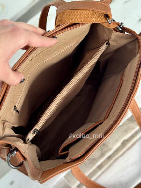 Сумка-шоппер на 2 отделения 1426 из экокожи - рыжий