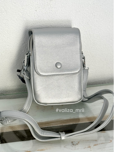 Кросс-боди из качественной экокожи Alex Mia 9120 - серебро