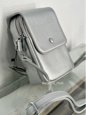 Кросс-боди из качественной экокожи Alex Mia 9120 - серебро