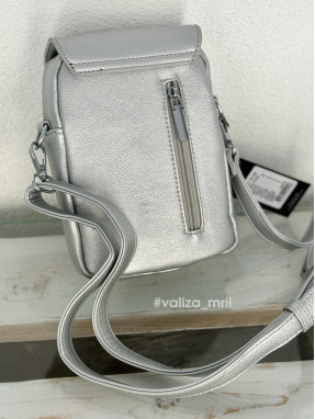 Кросс-боди из качественной экокожи Alex Mia 9120 - серебро