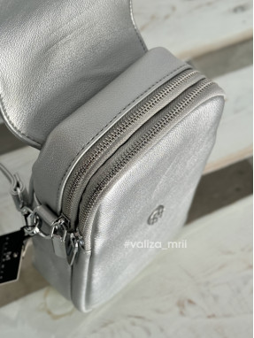 Кросс-боди из качественной экокожи Alex Mia 9120 - серебро