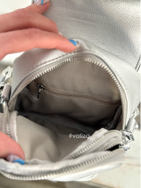 Кросс-боди из качественной экокожи Alex Mia 9120 - серебро