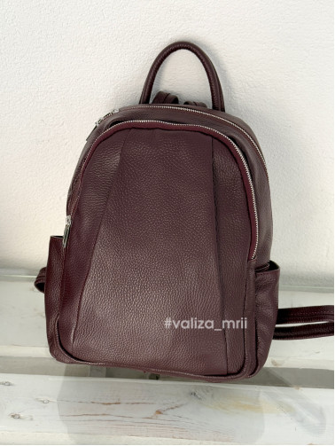 Рюкзак з натуральної шкіри Італія - 02443 - бордовий