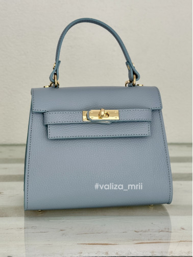 Сумка крос-боді шкіряна Італія - 02733 - блакитний