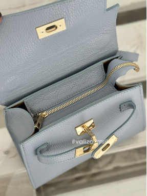 Сумка крос-боді шкіряна Італія - 02733 - блакитний