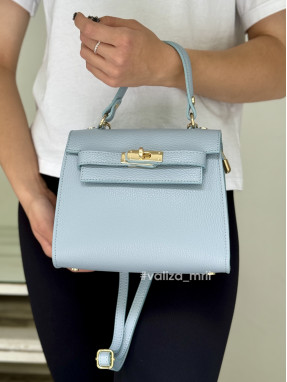 Сумка крос-боді шкіряна Італія - 02733 - блакитний